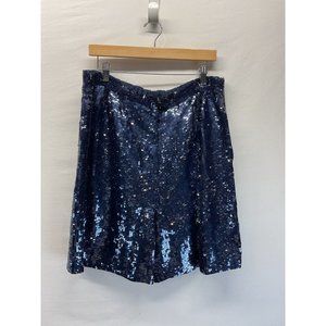 Modi Navy Blue Sequin 100% Silk Shorts Formal Party Size LG 10/12.  Run big